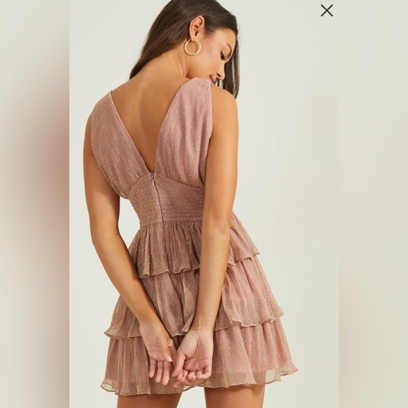 Altar’d State Wilma Metallic Mini Dress Rose Gold Small NWT - Picture 2 of 8